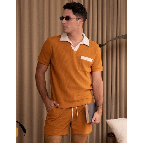 NWT Dandy Del Mar The Cannes Waffle Knit Shirt Burnt Sienna Size Large - Picture 1 of 10